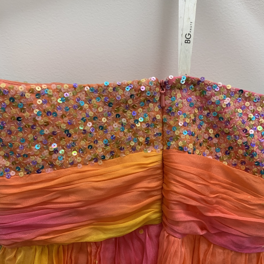 BG Haute Silk Watercolor Sequin Strapless Dress - Picture 8 of 11